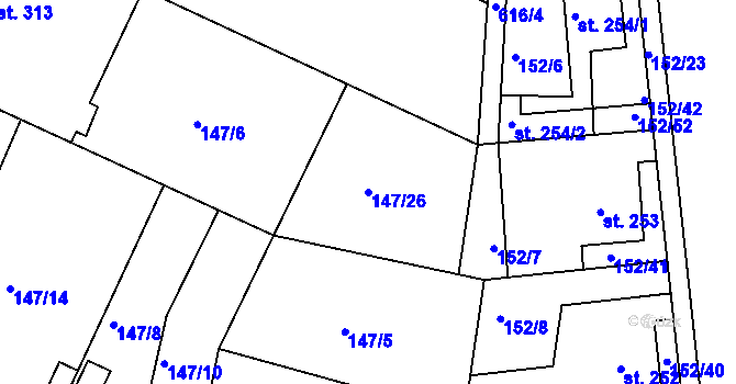 Parcela st. 147/26 v KÚ Dobroměřice, Katastrální mapa