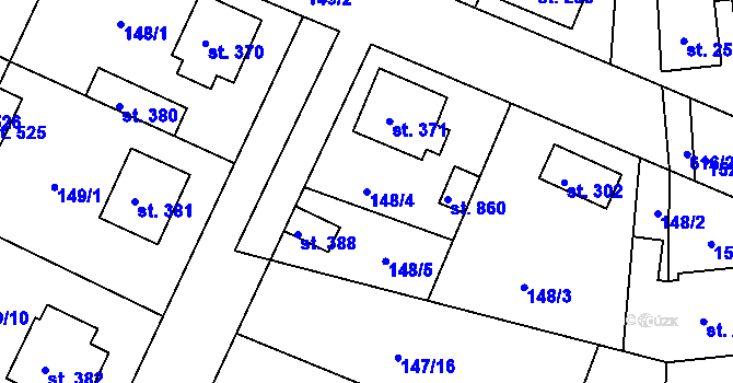 Parcela st. 148/4 v KÚ Dobroměřice, Katastrální mapa