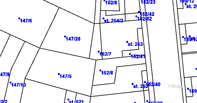 Parcela st. 152/7 v KÚ Dobroměřice, Katastrální mapa