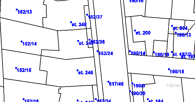 Parcela st. 152/24 v KÚ Dobroměřice, Katastrální mapa