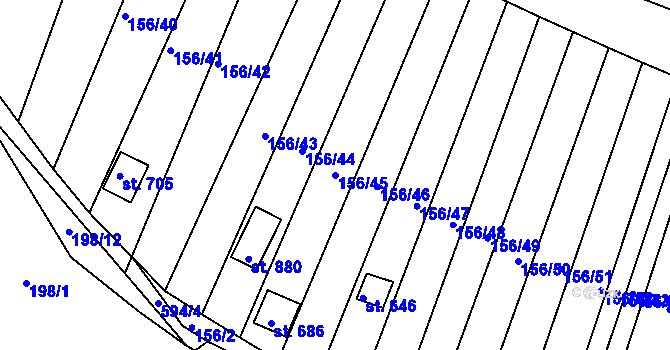 Parcela st. 156/45 v KÚ Dobroměřice, Katastrální mapa
