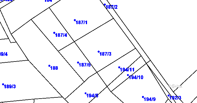 Parcela st. 187/3 v KÚ Dobroměřice, Katastrální mapa