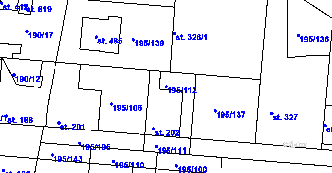Parcela st. 195/112 v KÚ Dobroměřice, Katastrální mapa