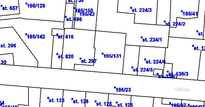Parcela st. 195/131 v KÚ Dobroměřice, Katastrální mapa