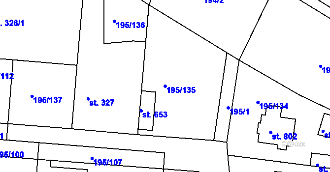 Parcela st. 195/135 v KÚ Dobroměřice, Katastrální mapa