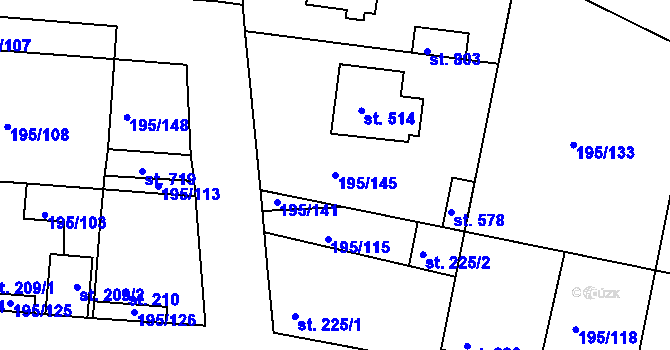 Parcela st. 195/145 v KÚ Dobroměřice, Katastrální mapa