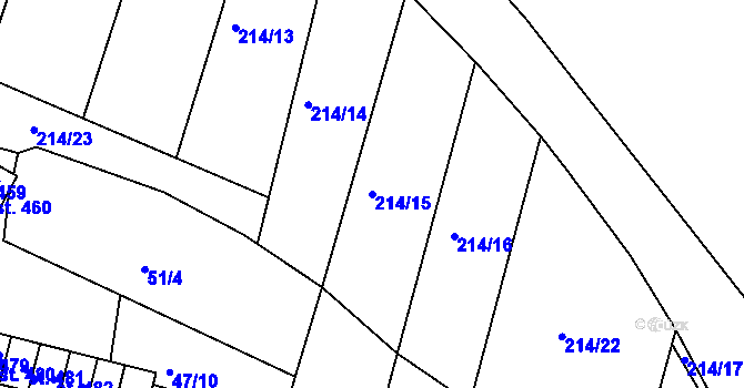 Parcela st. 214/15 v KÚ Dobroměřice, Katastrální mapa