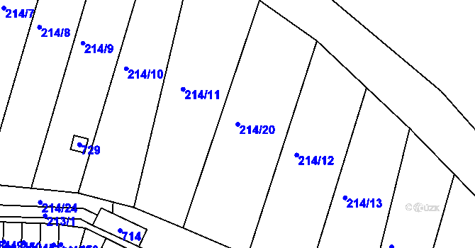 Parcela st. 214/20 v KÚ Dobroměřice, Katastrální mapa
