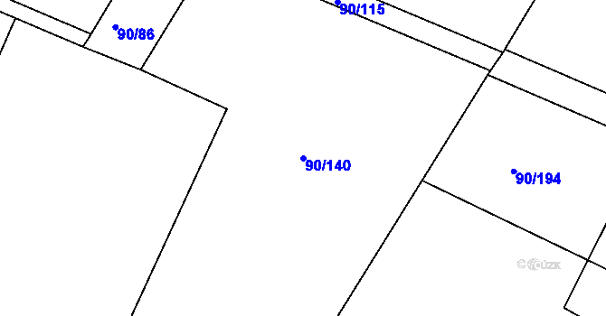 Parcela st. 90/140 v KÚ Dobroměřice, Katastrální mapa