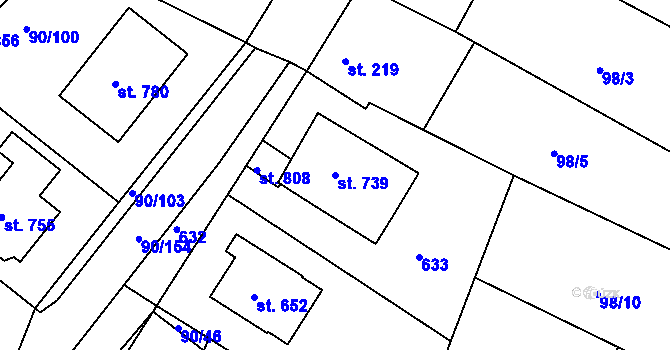 Parcela st. 739 v KÚ Dobroměřice, Katastrální mapa
