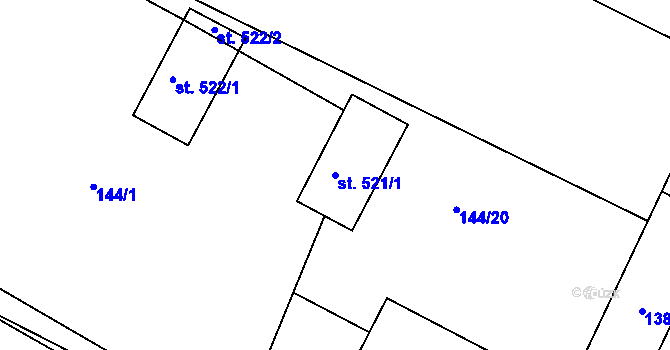 Parcela st. 521/1 v KÚ Dobroměřice, Katastrální mapa