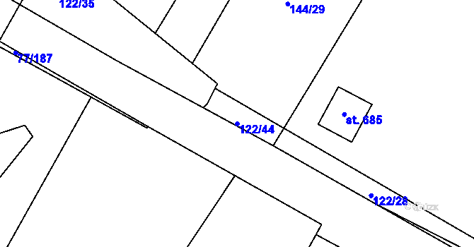 Parcela st. 122/44 v KÚ Dobroměřice, Katastrální mapa