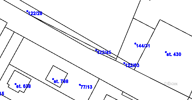 Parcela st. 122/45 v KÚ Dobroměřice, Katastrální mapa