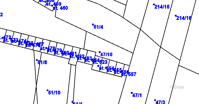 Parcela st. 47/10 v KÚ Dobroměřice, Katastrální mapa