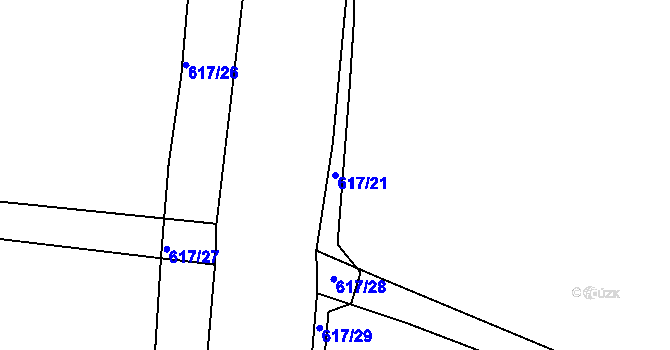 Parcela st. 617/21 v KÚ Dobroměřice, Katastrální mapa
