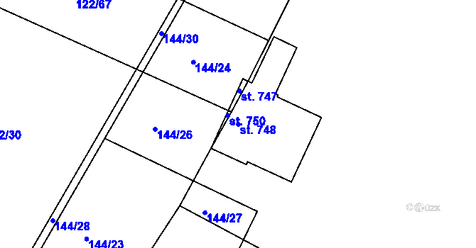 Parcela st. 748 v KÚ Dobroměřice, Katastrální mapa