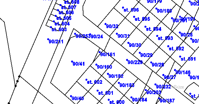Parcela st. 90/161 v KÚ Dobroměřice, Katastrální mapa