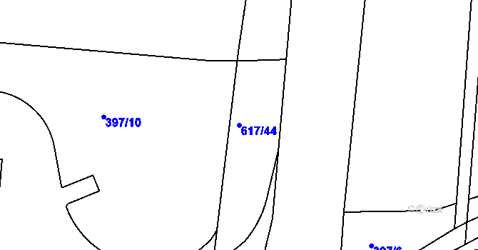 Parcela st. 617/44 v KÚ Dobroměřice, Katastrální mapa