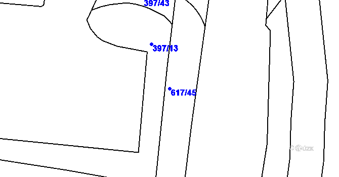 Parcela st. 617/45 v KÚ Dobroměřice, Katastrální mapa