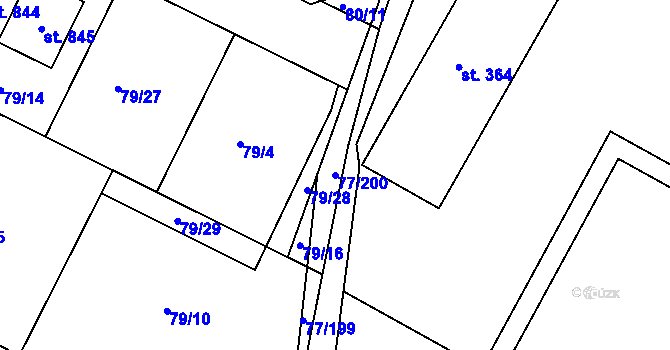 Parcela st. 77/200 v KÚ Dobroměřice, Katastrální mapa