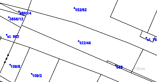 Parcela st. 122/46 v KÚ Dobroměřice, Katastrální mapa