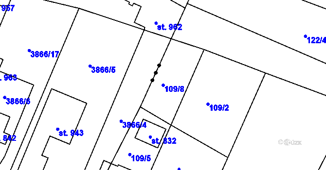 Parcela st. 109/8 v KÚ Dobroměřice, Katastrální mapa