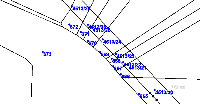 Parcela st. 669 v KÚ Dobroměřice, Katastrální mapa