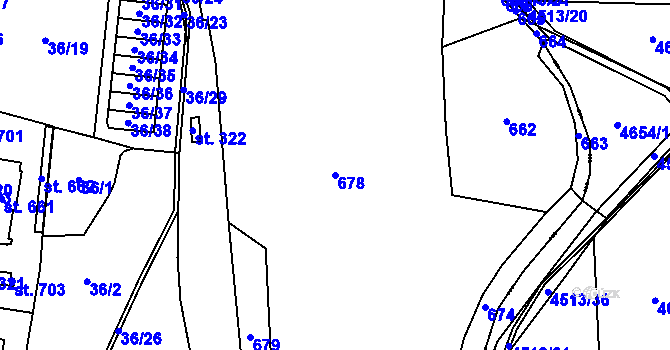 Parcela st. 678 v KÚ Dobroměřice, Katastrální mapa