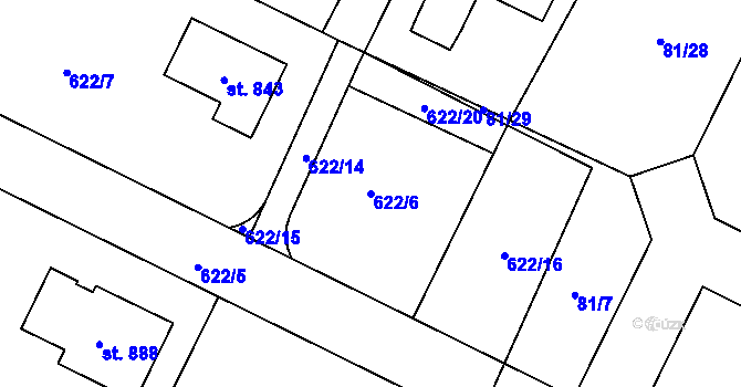 Parcela st. 622/6 v KÚ Dobroměřice, Katastrální mapa