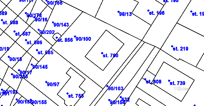 Parcela st. 780 v KÚ Dobroměřice, Katastrální mapa