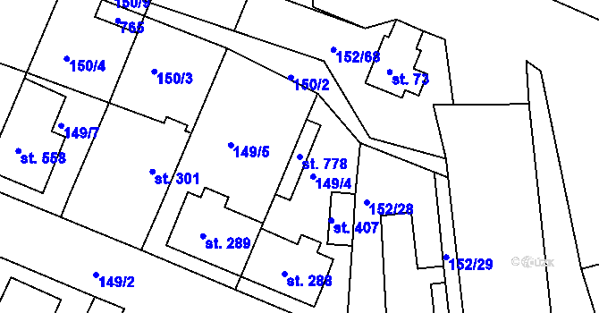 Parcela st. 778 v KÚ Dobroměřice, Katastrální mapa