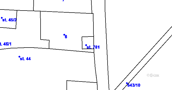 Parcela st. 781 v KÚ Dobroměřice, Katastrální mapa