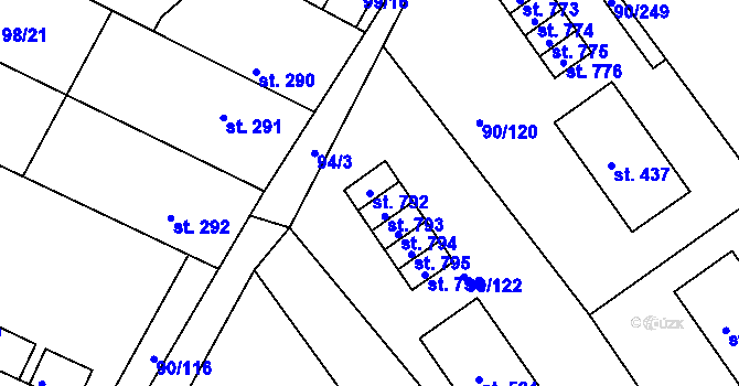 Parcela st. 792 v KÚ Dobroměřice, Katastrální mapa