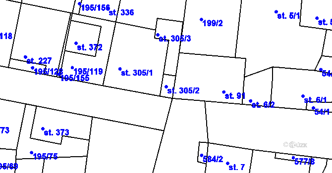 Parcela st. 305/2 v KÚ Dobroměřice, Katastrální mapa