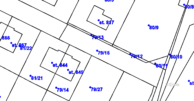 Parcela st. 79/15 v KÚ Dobroměřice, Katastrální mapa