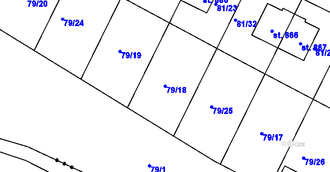 Parcela st. 79/18 v KÚ Dobroměřice, Katastrální mapa