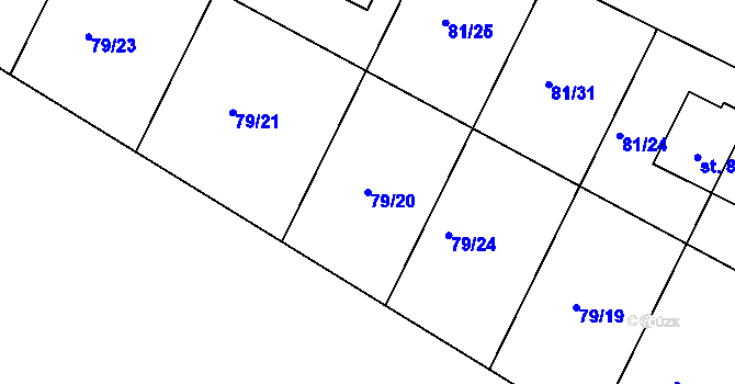 Parcela st. 79/20 v KÚ Dobroměřice, Katastrální mapa