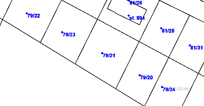Parcela st. 79/21 v KÚ Dobroměřice, Katastrální mapa