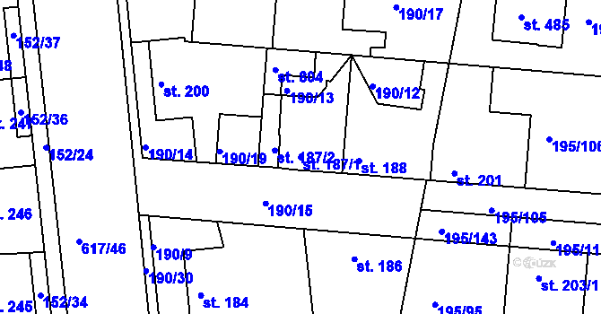 Parcela st. 187/1 v KÚ Dobroměřice, Katastrální mapa
