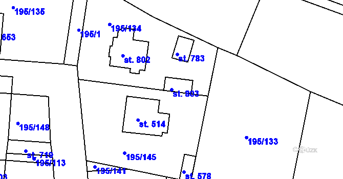 Parcela st. 803 v KÚ Dobroměřice, Katastrální mapa
