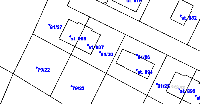 Parcela st. 81/30 v KÚ Dobroměřice, Katastrální mapa
