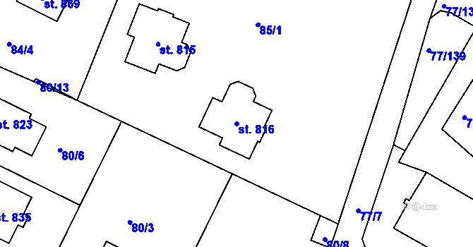 Parcela st. 816 v KÚ Dobroměřice, Katastrální mapa