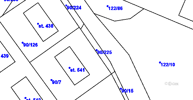 Parcela st. 90/225 v KÚ Dobroměřice, Katastrální mapa