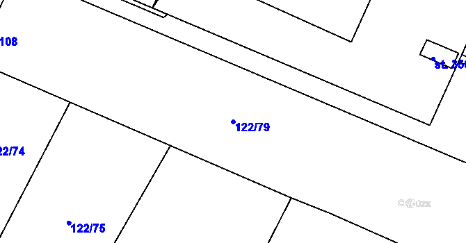 Parcela st. 122/79 v KÚ Dobroměřice, Katastrální mapa