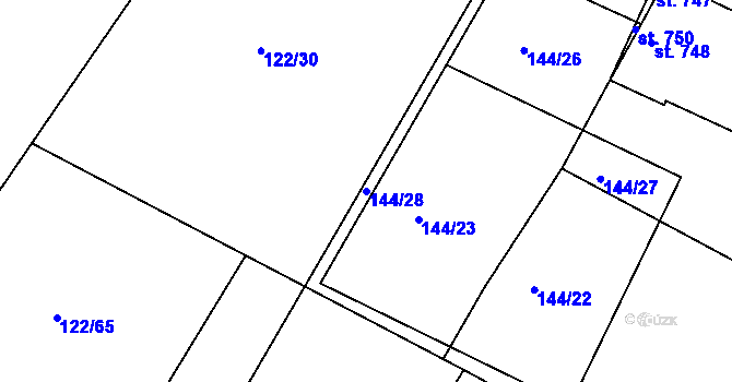 Parcela st. 144/28 v KÚ Dobroměřice, Katastrální mapa