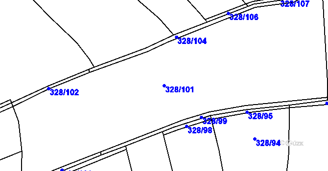 Parcela st. 328/101 v KÚ Dobroměřice, Katastrální mapa