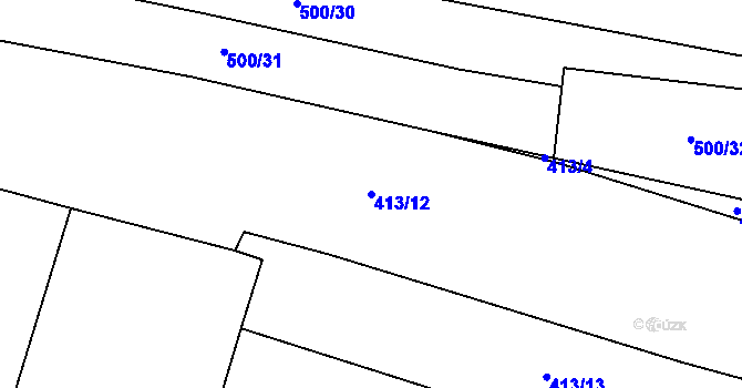 Parcela st. 413/12 v KÚ Dobroměřice, Katastrální mapa