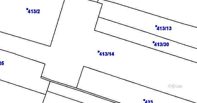 Parcela st. 413/14 v KÚ Dobroměřice, Katastrální mapa