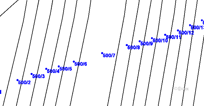 Parcela st. 500/7 v KÚ Dobroměřice, Katastrální mapa