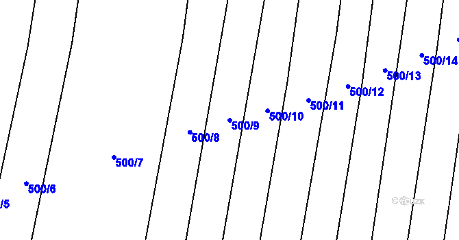 Parcela st. 500/9 v KÚ Dobroměřice, Katastrální mapa